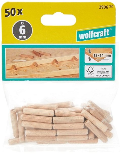 WOLFCRAFT KOŁKI POŁĄCZENIOWE 6*30MM 50SZT BUK