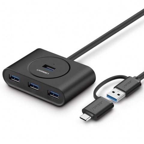 UGREEN HUB USB 3.0 + USB-C 3.1 UGREEN 4-portowy, OTG 	CR113 (czarny)