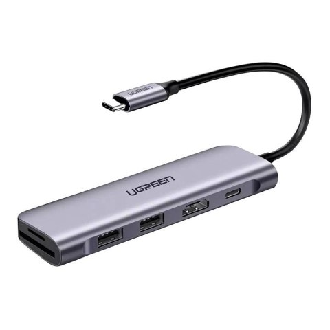 UGREEN Adapter / Hub 6w1 UGREEN Revodok CM195 USB-C do 2x USB 3.0, HDMI, SD/microSD, 100W (szary)