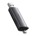 UGREEN Adapter USB + USB-C UGREEN 	CM185 czytnik kart SD + microSD (szary)