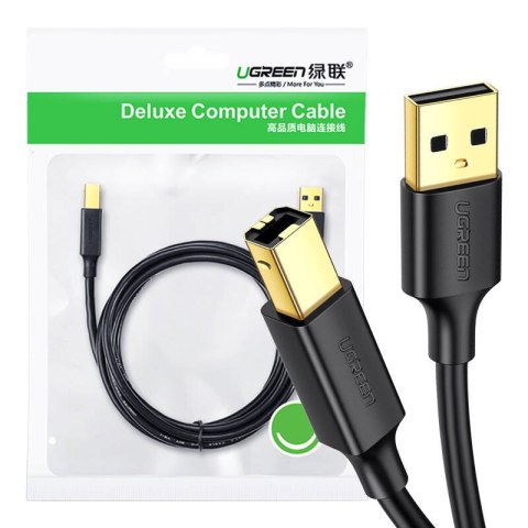 UGREEN UGREEN US135 Kabel USB 2.0 A-B do drukarki, pozłacany, 2m (czarny)