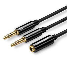 UGREEN UGREEN AV140 Rozdzielacz audio AUX słuchawki + mikrofon do kabel mini jack 3,5 mm, ABS 20cm (czarny)