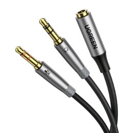 UGREEN UGREEN AV193 Rozdzielacz audio AUX słuchawki + mikrofon do kabel mini jack 3.5mm 20cm (szary)