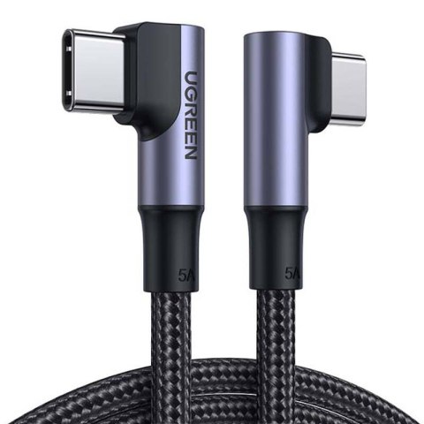 UGREEN Kabel USB-C do USB-C, kątowy UGREEN US335, 5A, 100W, 1m (czarny)