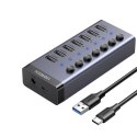 UGREEN Hub UGREEN 7w1 USB-C, 7x USB-A 3.0 12V 2A CM481(czarny)