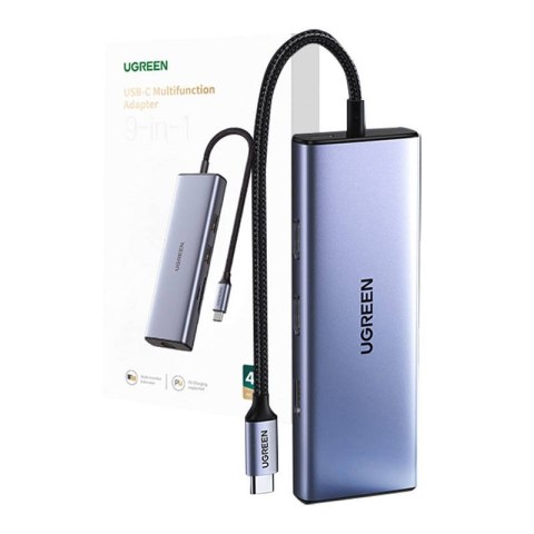 UGREEN Adapter UGREEN Revodok 9w1 CM490 Hub USB-C, 2x USB-A 3.0, USB-A 2.0, 2x HDMI 4K/60Hz, SD/TF, RJ45 (gwiezda szarość)