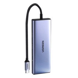 Adapter UGREEN Revodok 9w1 CM490 Hub USB-C, 2x USB-A 3.0, USB-A 2.0, 2x HDMI 4K/60Hz, SD/TF, RJ45 (gwiezda szarość)