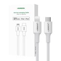 Kabel USB-C do Lightning UGREEN US171, 3A, 0.25m (biały)