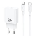 Ładowarka sieciowa Remax, RP-U5, USB-C, 20W (biała) + kabel Lightning