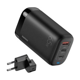 Ładowarka sieciowa Remax, RP-U55, 2x USB-C, USB, EU 65W (czarna)