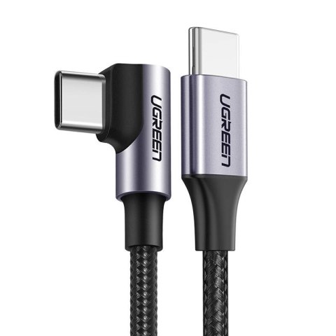 UGREEN Kabel USB-C do USB-C, kątowy UGREEN 	US255 QC 3.0 PD 3A 60W 1m (czarny)