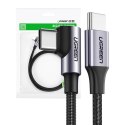 UGREEN Kabel USB-C do USB-C, kątowy UGREEN 	US255 QC 3.0 PD 3A 60W 1m (czarny)