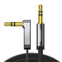 Kątowy kabel mini jack 3,5mm AUX UGREEN AV119, płaski, 1.5 m (czarny)