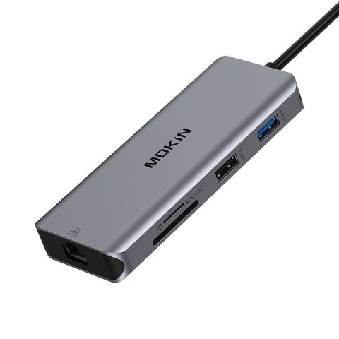 Mokin Stacja dokująca MOKiN 9w1 USB-C do 2x USB 3.0 + USB 2.0 + 2x HDMI + SD/TF + RJ45 + PD (srebrny)