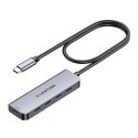 Hub 5w1 Lention USB-C do 4x USB-C 5Gbps + USB-C 5V-IN 15W (szary)