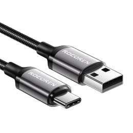 Kabel USB do USB-C Rocoren Retro Series 3A, 1m (szary)