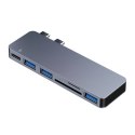 RayCue Hub 6w2 RayCue 2x USB-C do Thunderbolt 3 + 3x USB-A 3.0 5Gbps + SD/TF 2.0 (szary)