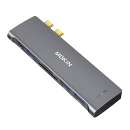 Mokin HUB 6 w 2 MOKiN USB-C do MacBooka 3xUSB-A 1xUSB-C 1xSD/MicroSD (srebrny)