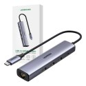 Adapter, hub USB-C do 3x USB-A 3.0 + RJ45 Gigabit UGREEN CM473 (szary)