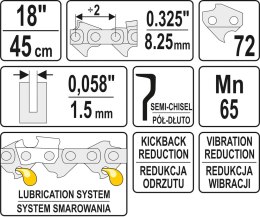 YATO ŁAŃCUCH TNĄCY DO PILARKI 18'' .325 1.5MM 72Z