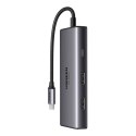 UGREEN Adapter 6w1 UGREEN CM498 Hub USB do 2x USB-A 3.0, USB-C 3.0, 2xHDMI, PD