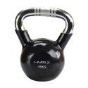 HMS Kettlebell żeliwny uchwyt chrom radełkowany HMS KTC16 BLACK