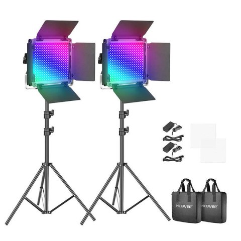 Neewer Zestaw studyjny Neewer 660 PRO RGB LED, dwie lampy 50W 3200-5600K + statywy + wrota