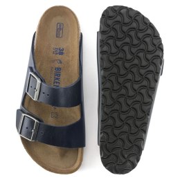 Birkenstock Klapki Birkenstock Arizona Soft Footbed Oiled Leather Narrow damskie/męskie Blue Niebieskie na wąską stopę olejowana skóra (1013