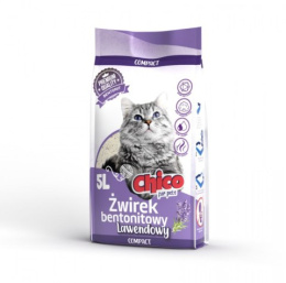 CHICO Żwirek bentonitowy Compact Lawenda 5l + Rafi Cat saszetka kaczka 100 g