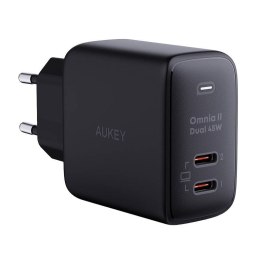 Aukey Ładowarka sieciowa Aukey PA-B4T, 2xUSB-C, 45W (czarna)