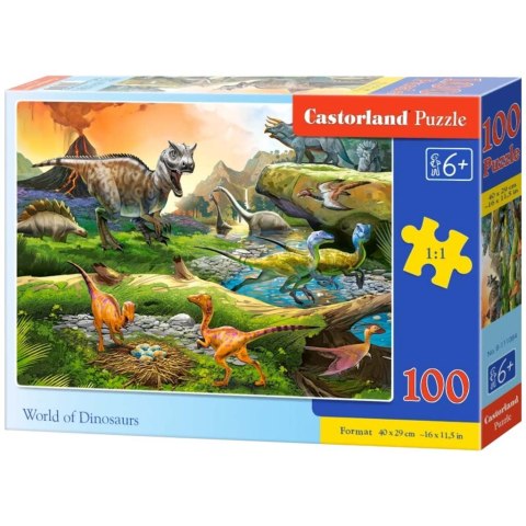 Castor Drukarnia i Wydawnictwo Puzzle układanka 100 elementów Świat Dinozaurów 6+ CASTORLAND