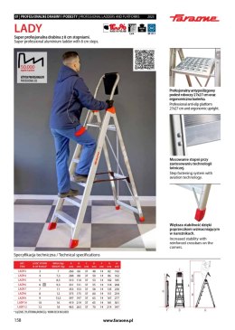 FARAONE DRABINA LADY6, ALUMINIOWA PROFESJONALNA 6 STOPNI