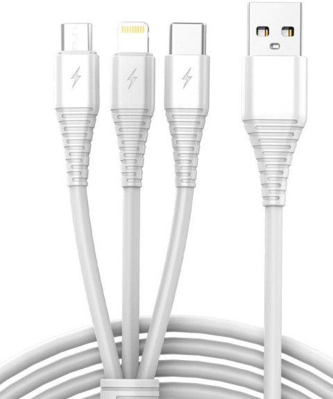 Bodex Electronics Spółka z o.o. Kabel USB 3w1 micro USB, USB-C, lightning 1m biały