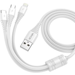 Bodex Electronics Spółka z o.o. Kabel USB 3w1 micro USB, USB-C, lightning 1m biały