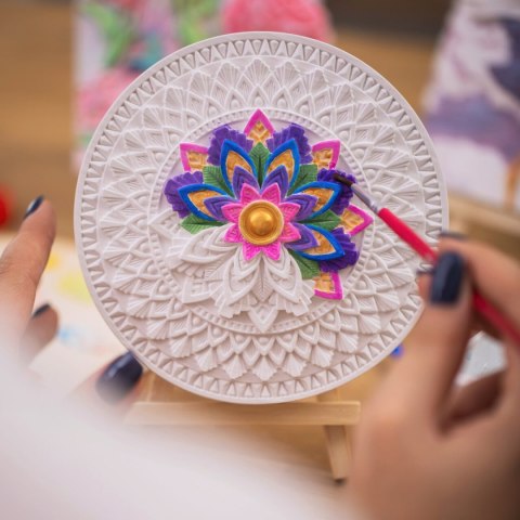 Youartgift Spółka z Ograniczoną Odpowiedzialnością Kolorowanka gipsowa obraz do malowania 3D CANDELLANA mandala zestaw farby i pędzle