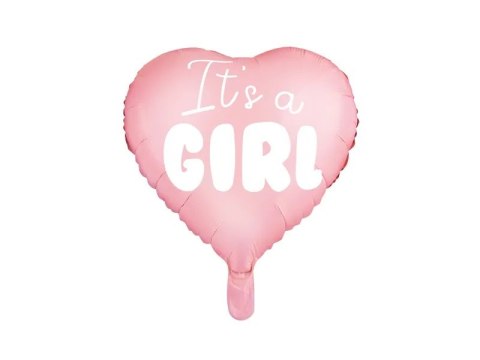 Partydeco Spółka z Ograniczoną Odpowiedzialnością Balon foliowy "It's a girl" na baby shower serce różowe 48cm