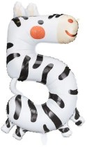 Partydeco Spółka z Ograniczoną Odpowiedzialnością Balon foliowy urodzinowy cyfra "5" - Zebra 42x81 cm