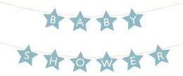 Partydeco Spółka z Ograniczoną Odpowiedzialnością Baner napis na baby shower gwiazdki jasnoniebieskie 290cm x 16,5cm