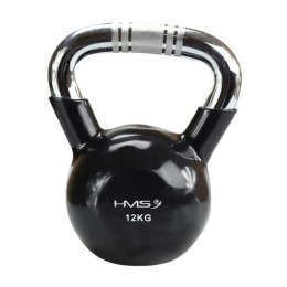 HMS Kettlebell żeliwny uchwyt chrom radełkowany HMS KTC12 BLACK